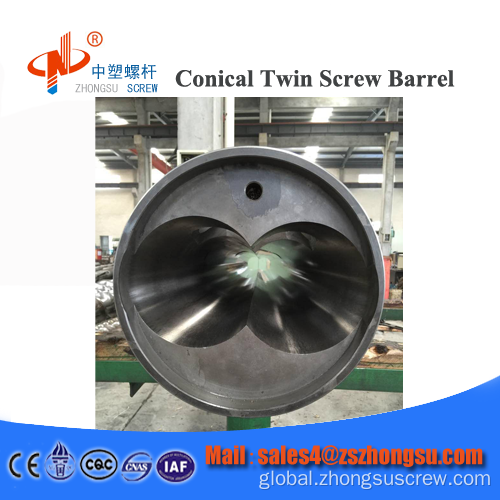 Heat Transfer Conical Twin Screw Barrel bimetallic screw and barrel for plastic extruder machine Manufactory